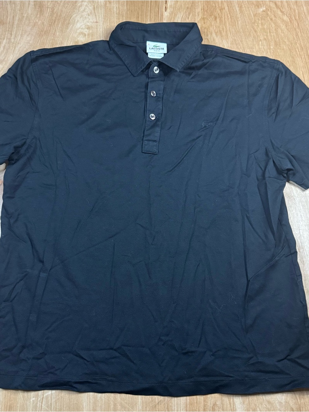 Lacoste Mens Black Short Sleeve Button Polo Shirt Size Large.
